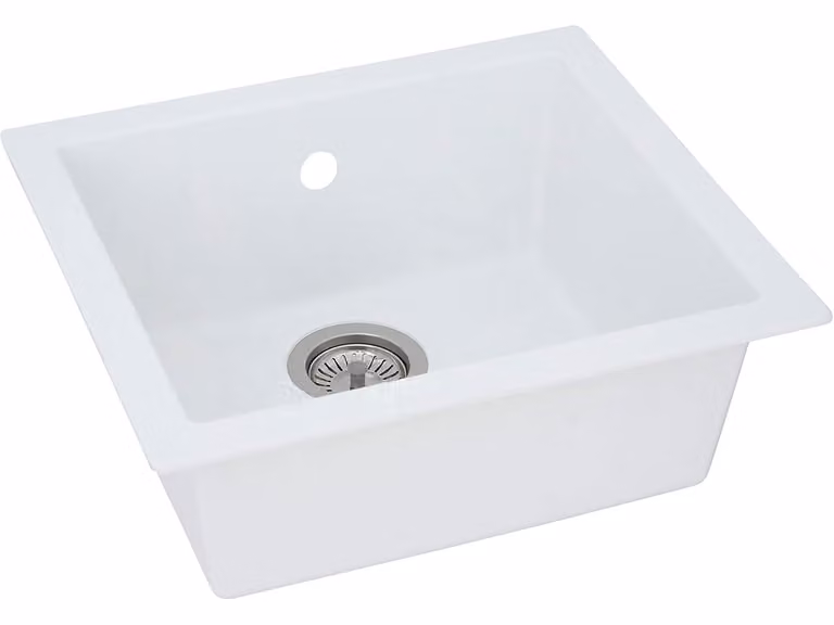 Lavello da incasso Ohio, qualità Mineralite, 50 x 44 cm, bianco
