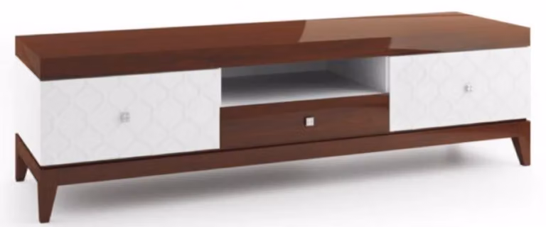 Casa Padrino credenza con 3 cassetti bianco/marrone lucido 171,4 x 45 x h. 49 cm - Mobili Soggiorno