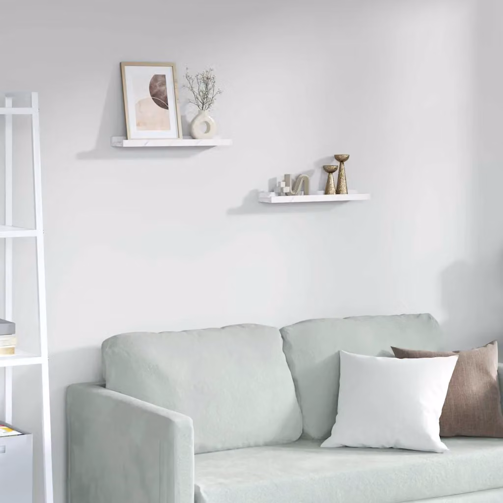Set di 2 Scaffali da parete moderni vidaXL in Marmo Bianco L: 40 cm, P: 9 cm, H: 3 cm
