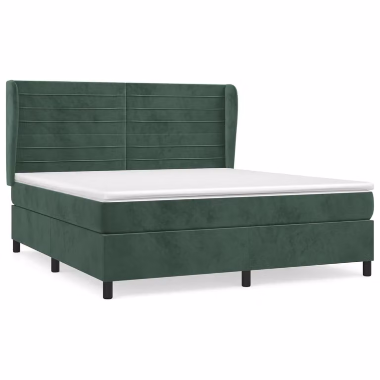 Giroletto a Molle con Materasso Verde Scuro 160x200 cm Velluto