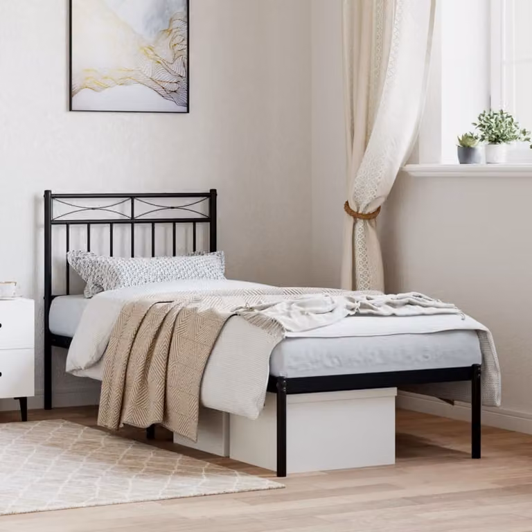 vidaXL Giroletto con Testiera in Metallo Nero L 80 cm x P 200 cm