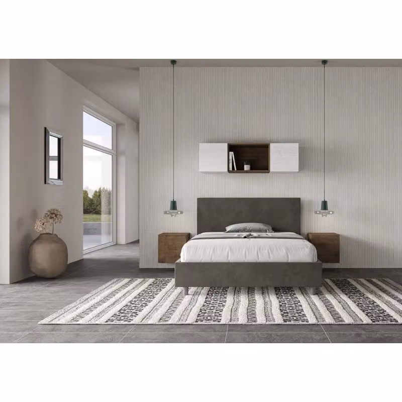 Letto imbottito con contenitore Adele Ityhome in microfibra grigio L: 130 cm, P: 210 cm, H: 106 cm – 2
