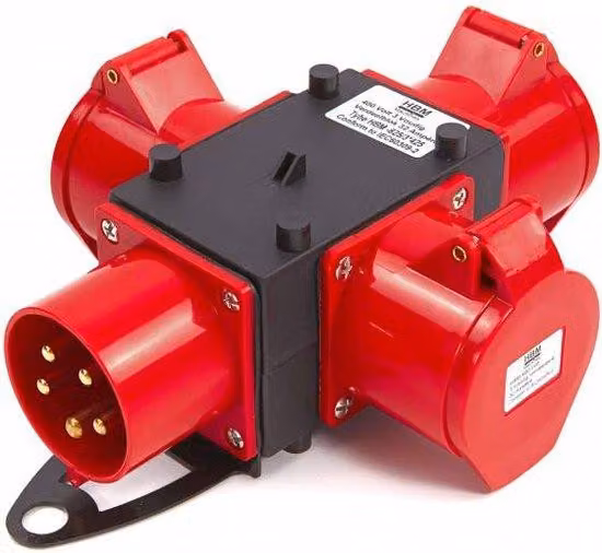 Blocco di distribuzione CEE Blocco di distribuzione 16A 400V 1x ingresso 3x uscita corrente forte