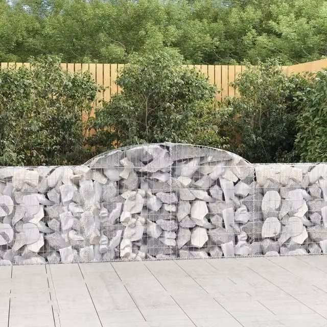 Set di 2 Cesti Gabbioni ad Arco vidaXL in Acciaio Zincato Grigio L: 300 cm, P: 30 cm, H: 80-100 cm – 1