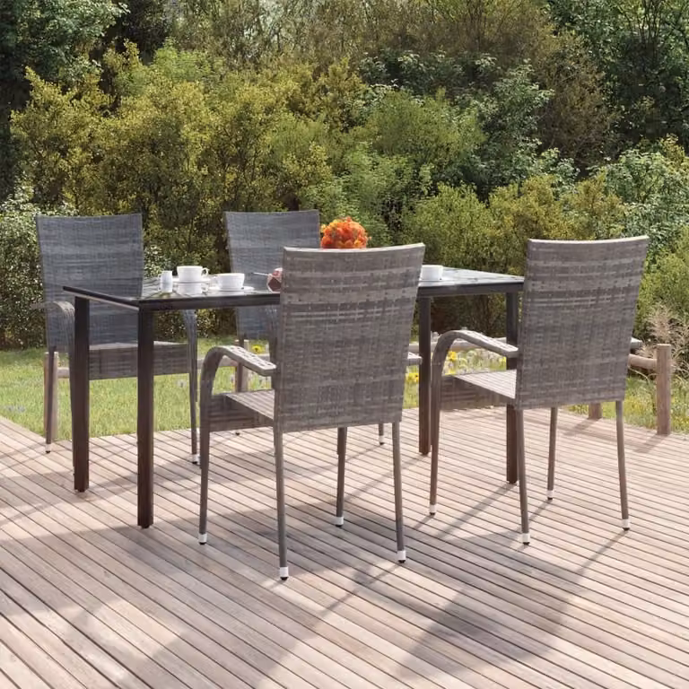 Maison Exclusive - Set da Pranzo da Giardino 5 pz Grigio in Polyrattan