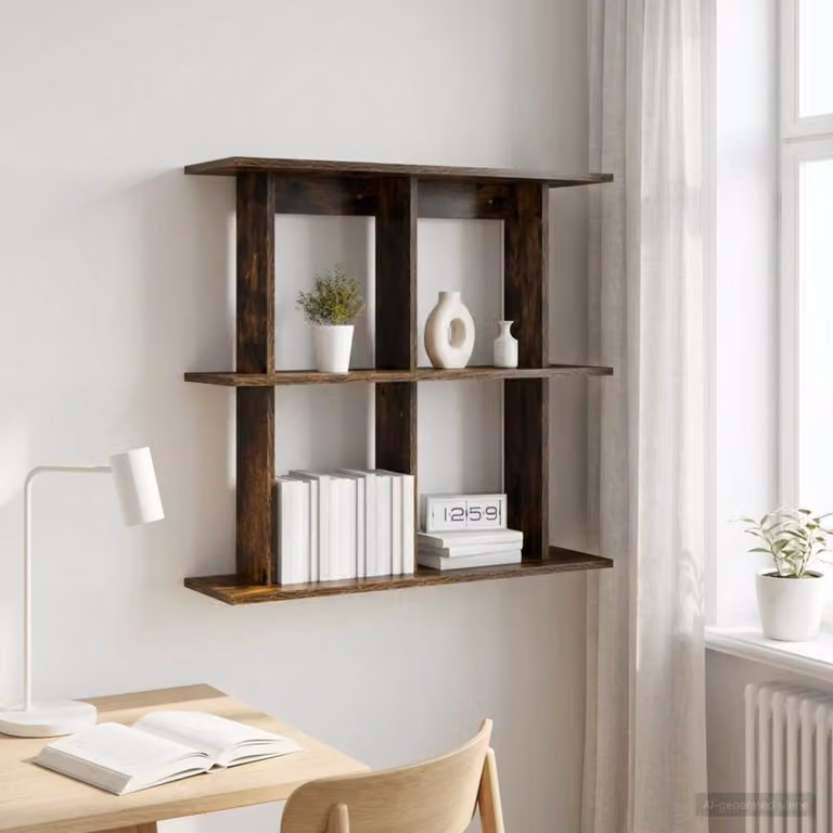 Scaffale da parete moderno vidaXL in Rovere Fumo, L 100 x P 20 x H 75 cm