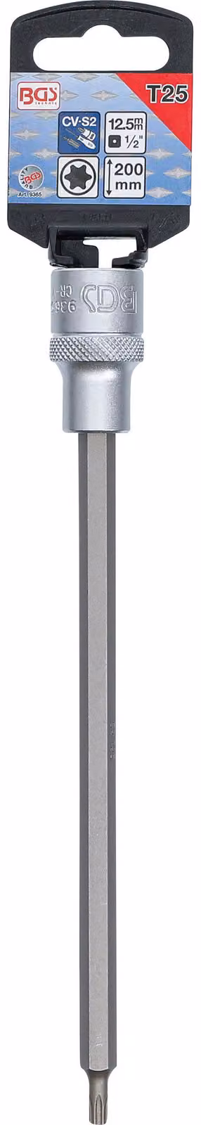 Bit BGS lunghezza presa 200 mm azionamento quadrato 12,5 mm (1/2") profilo a T (per Torx) T25 - 9365
