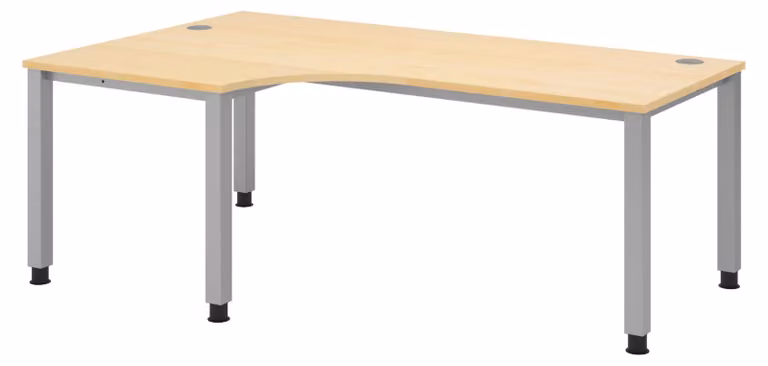 Scrivania bümö Serie Q - Finitura: acero, struttura: argento, dimensioni: scrivania angolare 200 x 120 cm