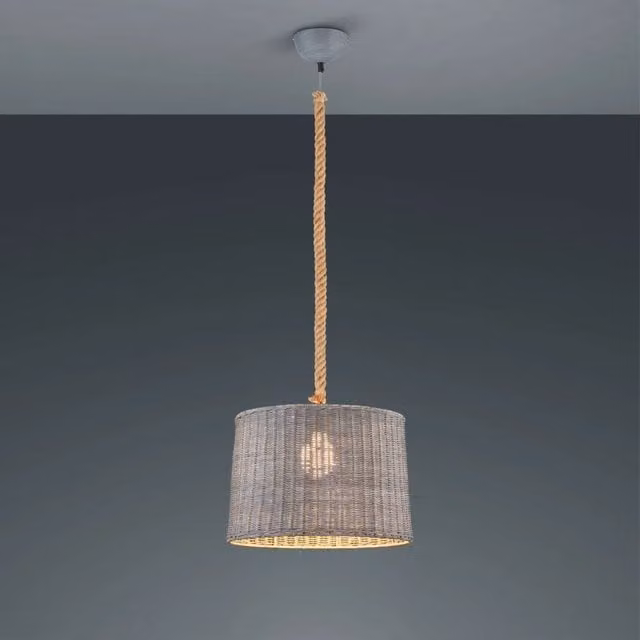 Lampada da soffitto LÚZETE Mandy in rattan e metallo, design boho rotondo, attacco E27 – 1