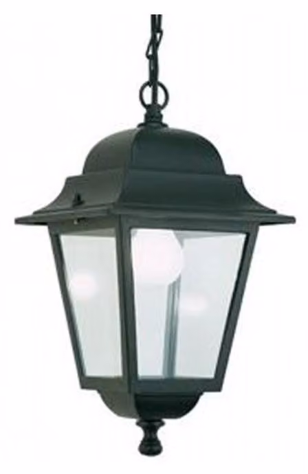 Sospensione Da Esterno Contemporanea Quadrata Alluminio E Vetro Nero 1 Luce E27