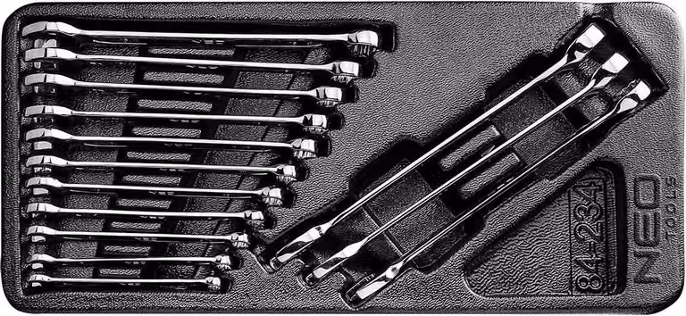 NEO TOOLS Chiavi aperte 6-19 mm, set da 14 pezzi, inserto