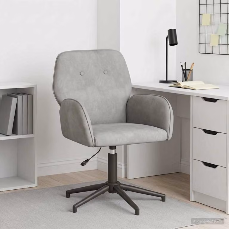 Sedia da scrivania girevole moderna vidaXL in velluto grigio con braccioli L/P/H: 54 x 55 x 90 cm