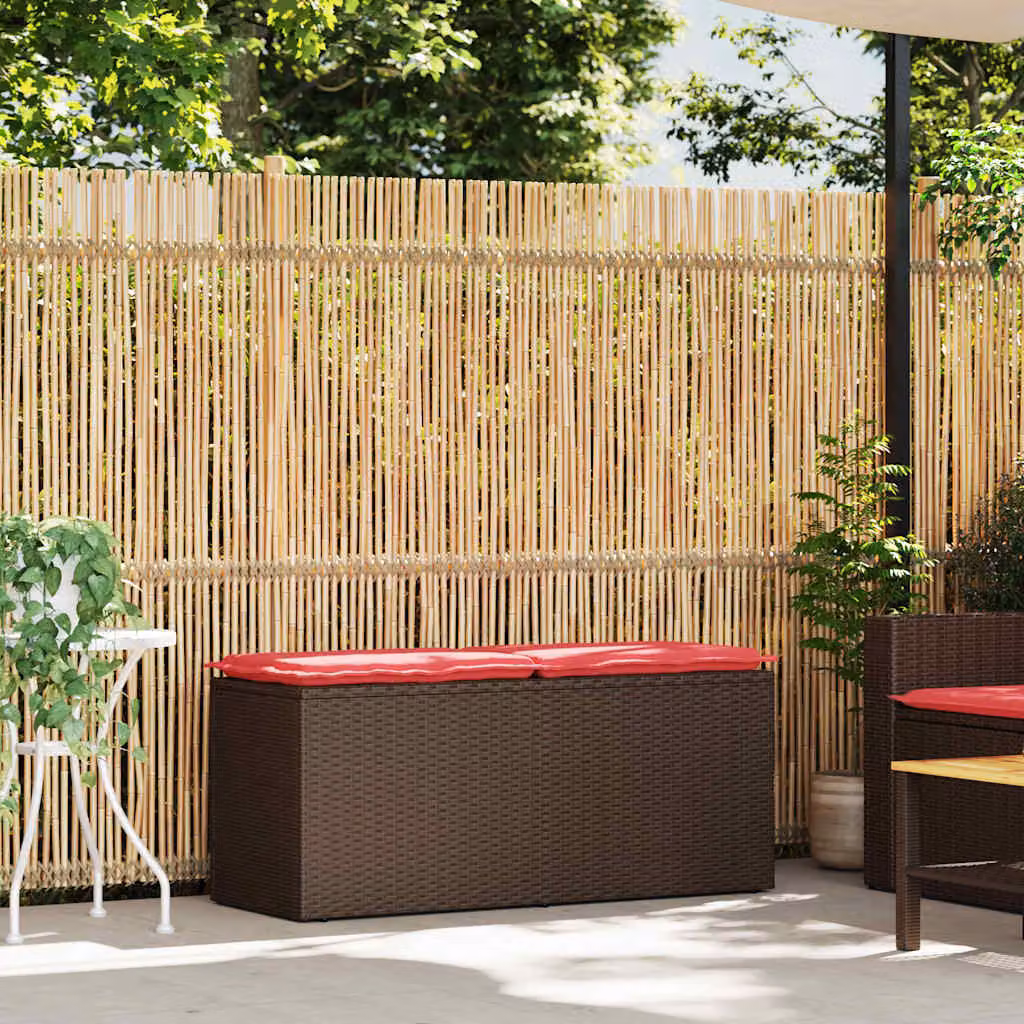 vidaXL Panca da Giardino con Cuscino Marrone 110x40x44cm in Polyrattan