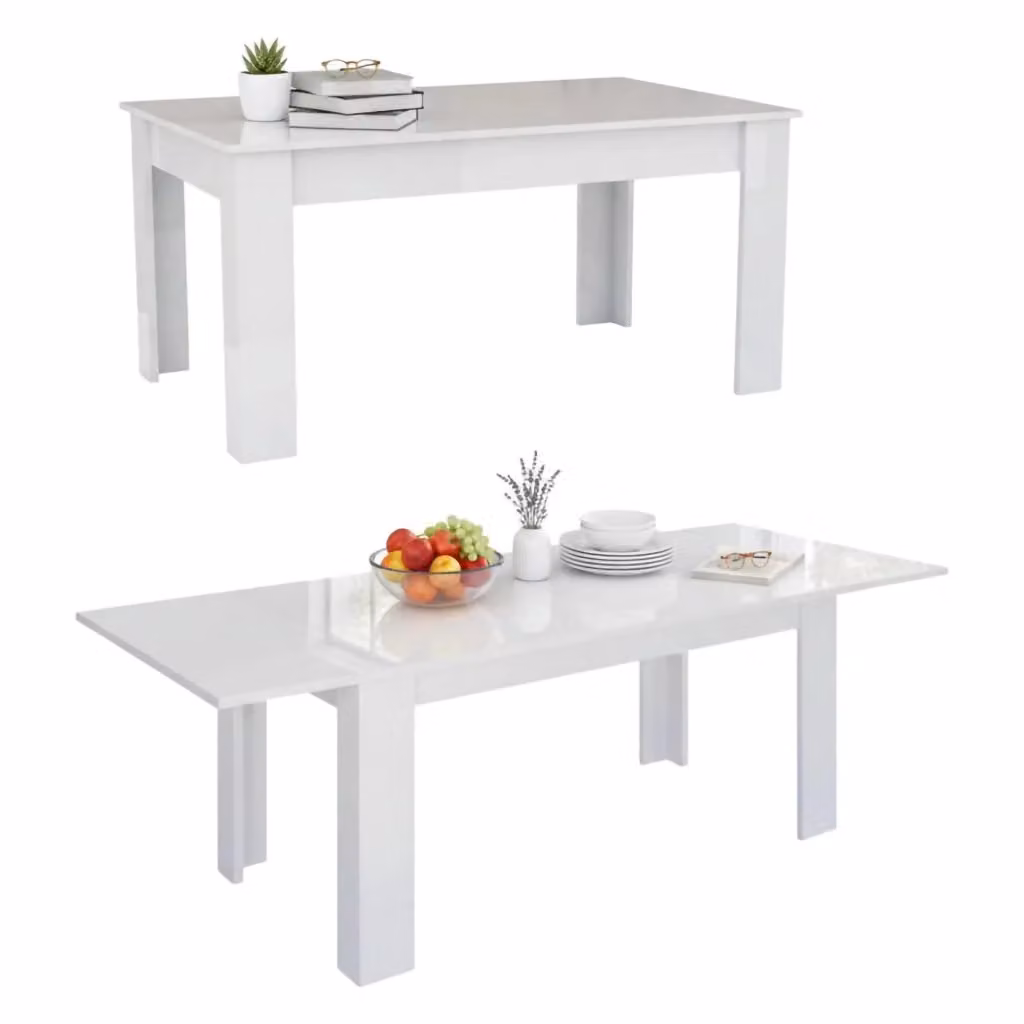 Tavolo da pranzo moderno Arizon DMORA allungabile bianco lucido L: 140/190 cm, P: 90 cm, H: 75 cm – 2