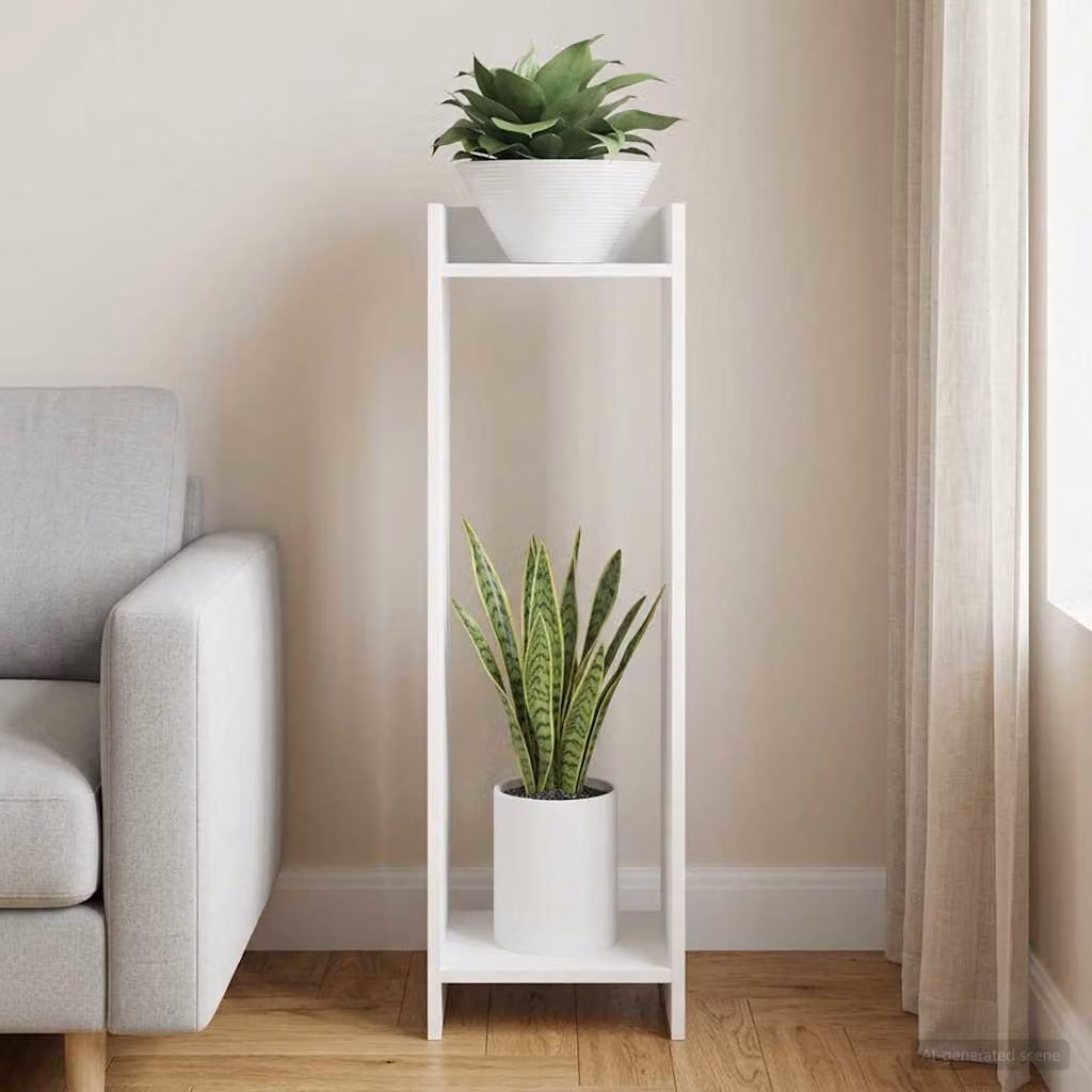 vidaXL Supporto per piante moderno in legno MDF Bianco L/P/H: 30 x 30 x 100 cm