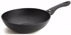 Wok Risoli in alluminio antiaderente nero con manico per induzione, diametro 28 cm