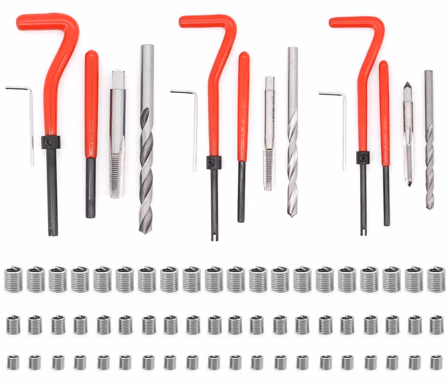 Kit di riparazione filettature da 75 pezzi - M5, M6, M8, molle elicoidali per riparazioni automobilistiche