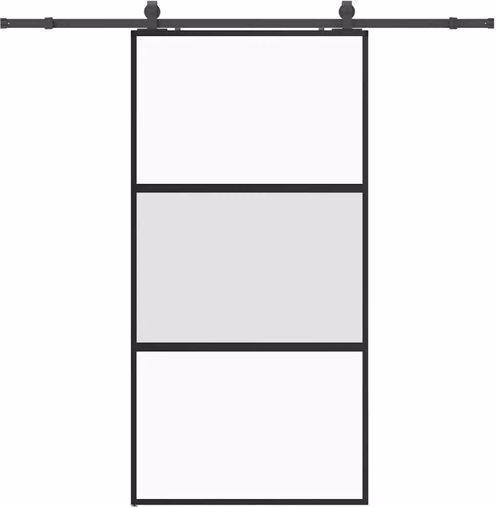 Porta Scorrevole Ferramenta Nera 102,5x205 cm Vetro Temperato