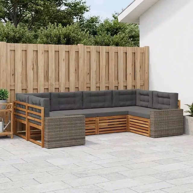 Set di divani da esterno 6 pz Naturale e Antracite 3383790