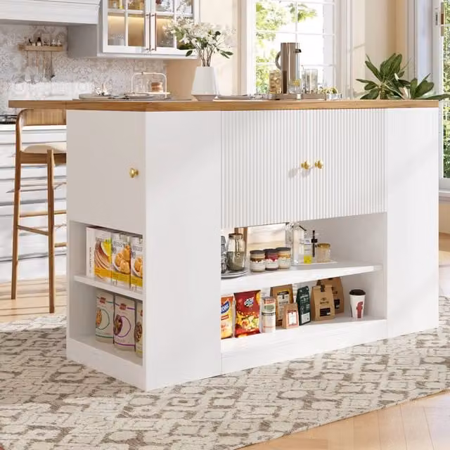 Isola da Cucina Moderna ¨C Minimal ¨C Bianca in Legno con Cassetti Soggiorno 60x40x80