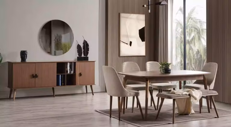 Sala da pranzo in legno set tavolo da pranzo credenza specchio 4x sedie set 8 pezzi.