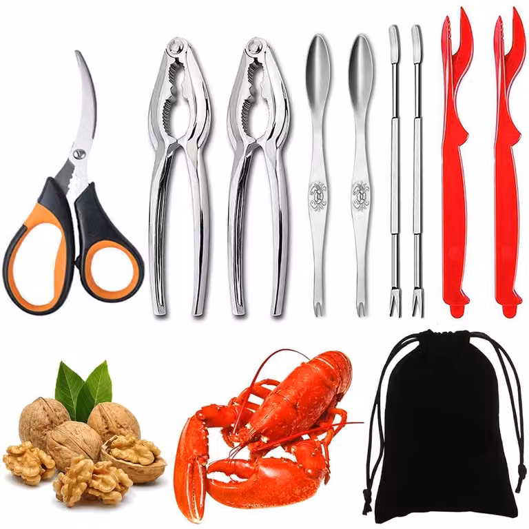 Omgoods - Set di strumenti per frutti di mare, con cracker e forchette