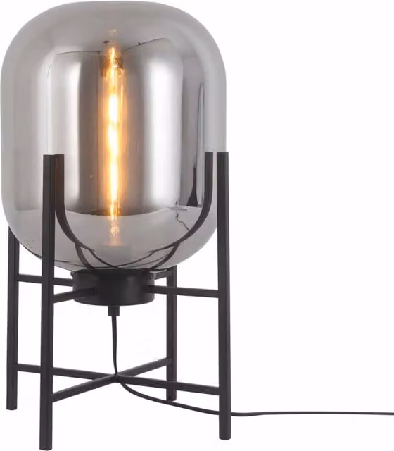 LÚZETE Lampada da tavolo Cordelia in metallo e vetro nero e grigio trasparente – 1