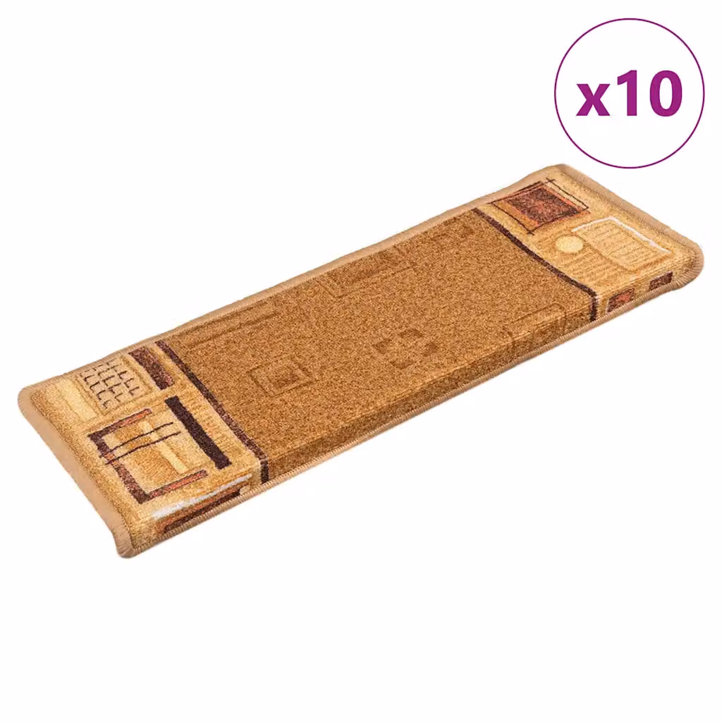 vidaXL Tappetini per Scale Autoadesivi 10 pz 65x21x4 cm Beige