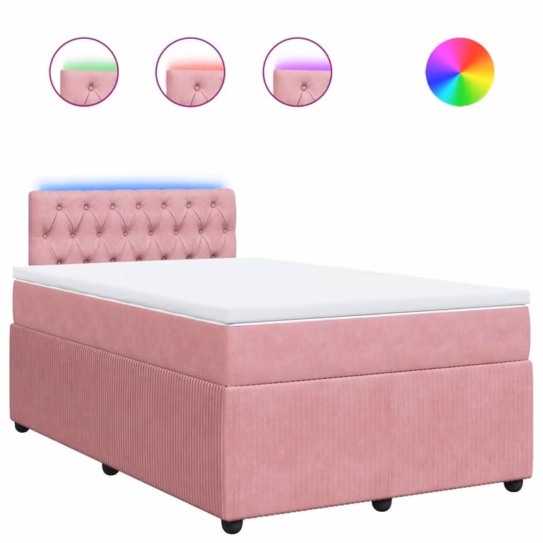 Giroletto a Molle con Materasso Rosa 120x200 cm in Velluto
