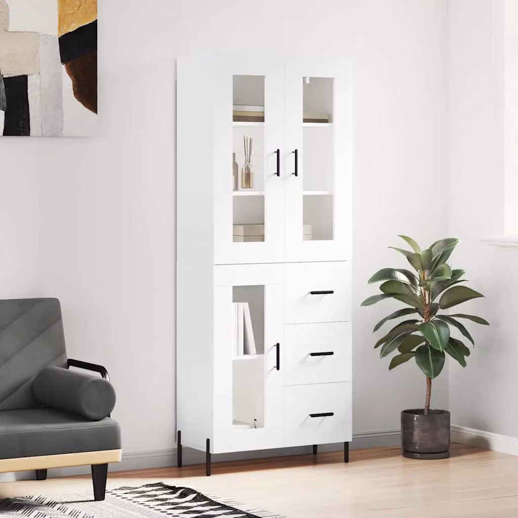 Credenza moderna vidaXL bianca con ante a battente e cassetti, L/P/H: 69,5 x 34 x 180 cm