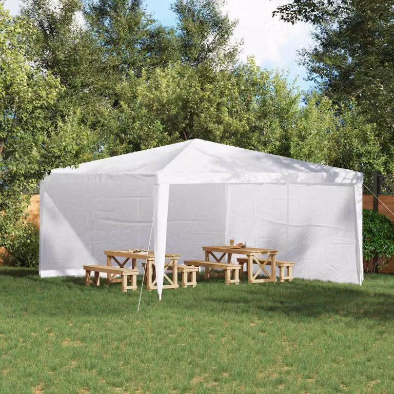 Set di 2 pareti per tenda da festa vidaXL in PE e acciaio, Bianco, L 400 cm x H 195 cm