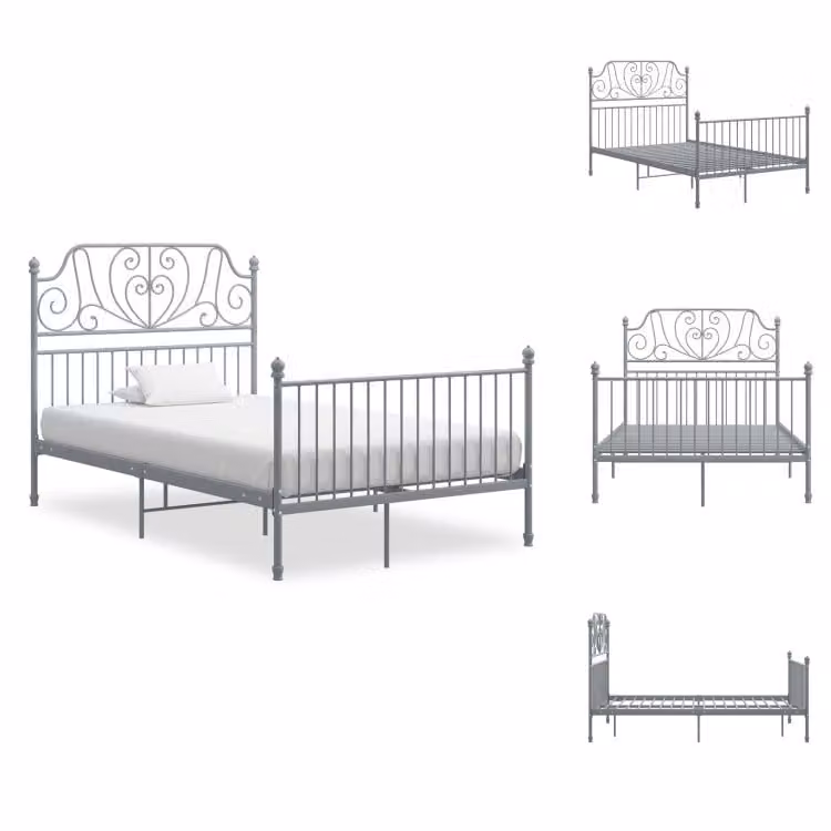 vidaXL Struttura letto in metallo grigio 120x200 cm - Letti e strutture letto