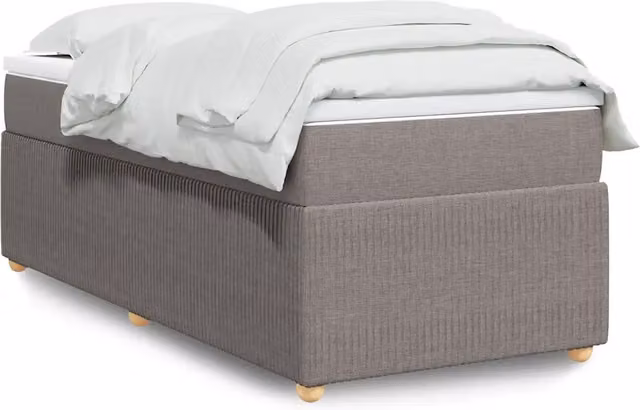 Letto con Giroletto a Molle e Materasso vidaXL, Colore Tortora e Grigio, L 90 x P 200 cm