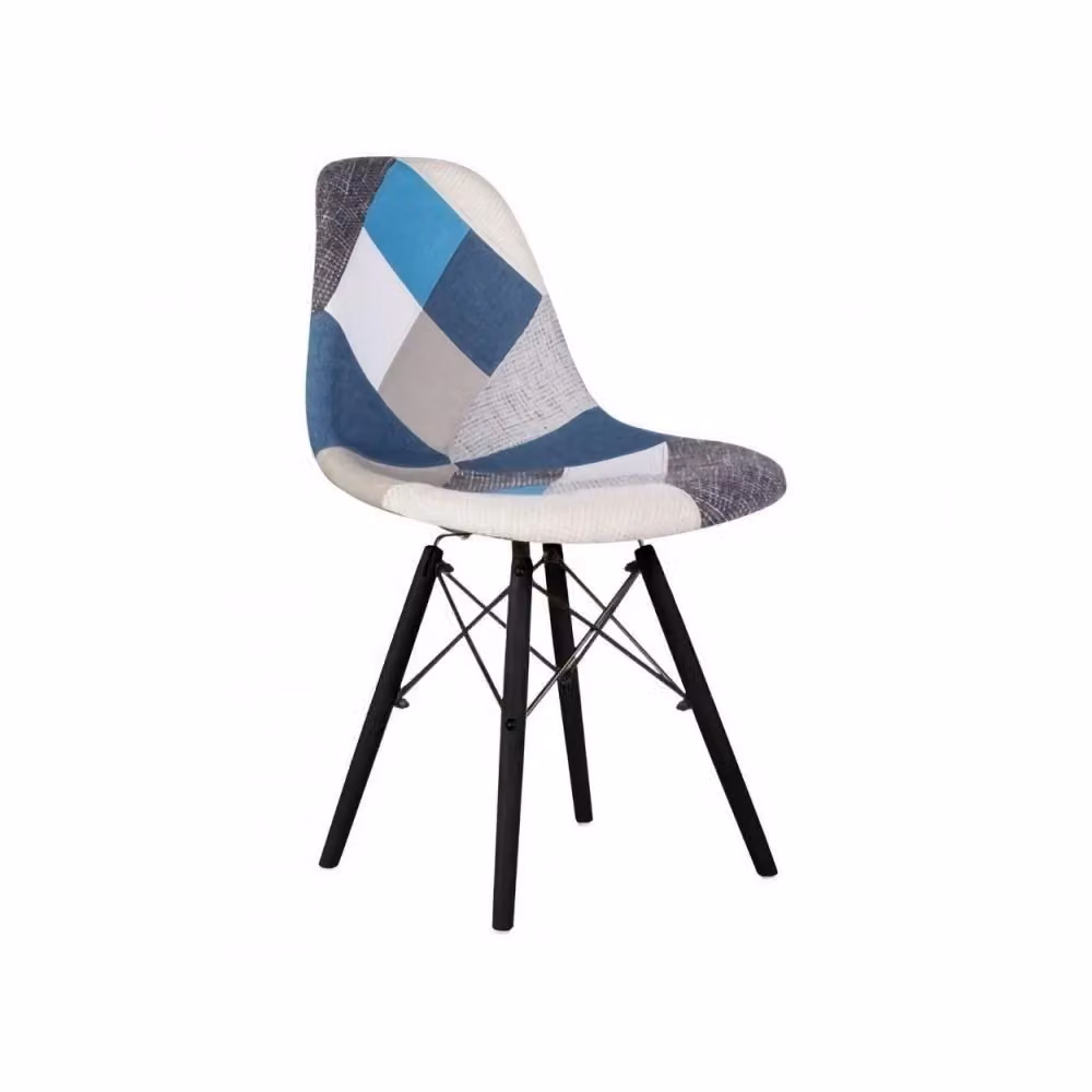 Set di 4 sedie Veriaffari con tessuto patchwork multicolore e gambe in legno nero per cucina e soggiorno – 2
