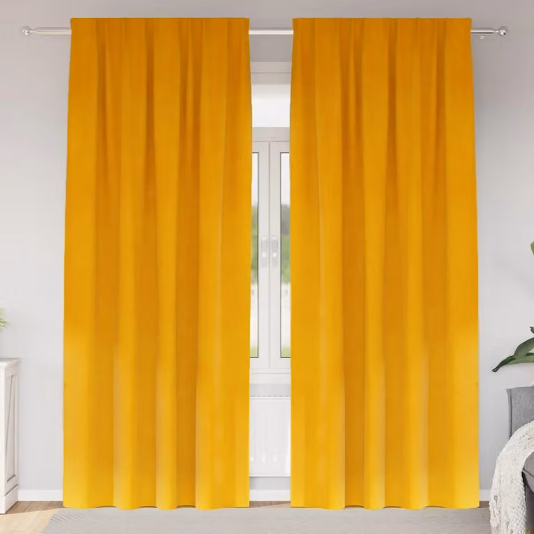 Set di 2 tende oscuranti vidaXL in velluto giallo, L: 140 cm, H: 225 cm