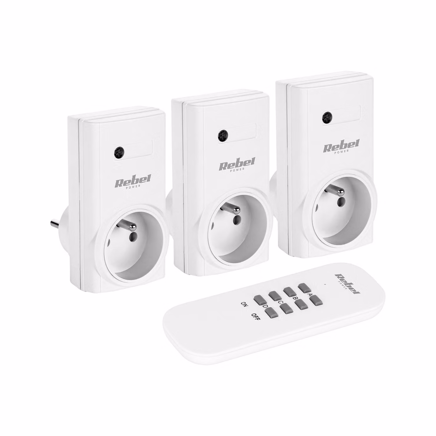 Rebel URZ1226 Prese telecomandate, 3 pezzi con telecomando, bianco