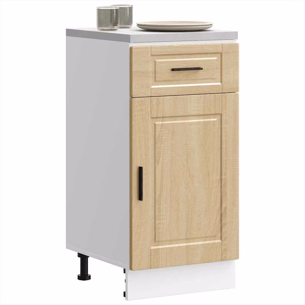 Base da cucina moderna vidaXL Porto Rovere Sonoma e Bianco in legno multistrato e MDF con ante a battente L/P/H: 81,5 x 46 x 40 cm