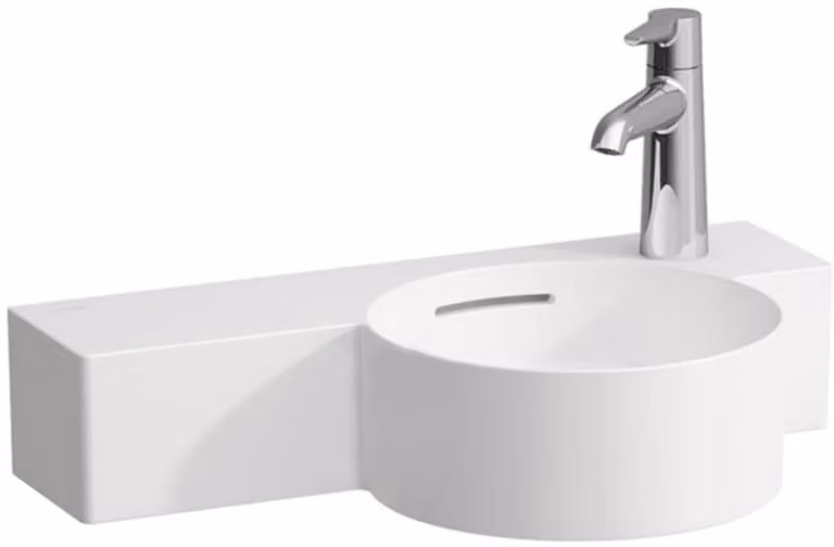LAUFEN VAL Lave-mains, 1 trou de robinetterie à droite, avec trop-plein, 550x315mm, tablette à gauche, H8152847571061, H8152847571061