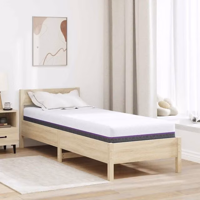 Materasso in schiuma viscoelastica vidaXL, colore bianco e grigio, con rivestimento rimovibile, L 80 x P 200 cm