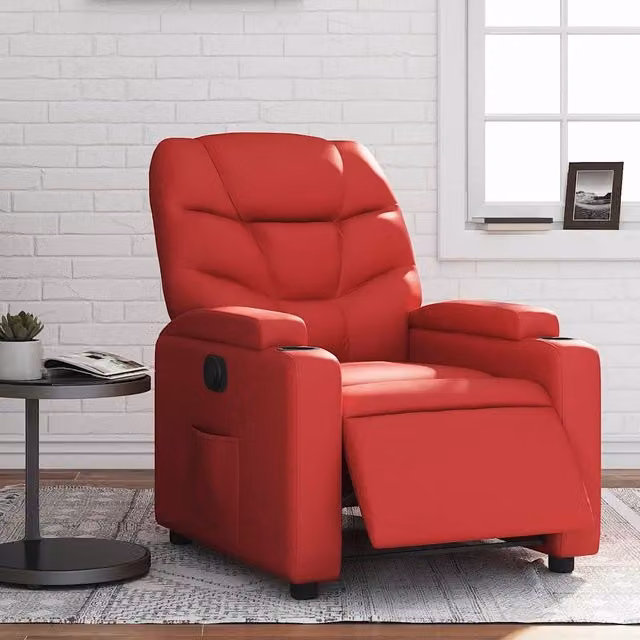 Poltrona Reclinabile Elettrica Rossa in Similpelle 3204649