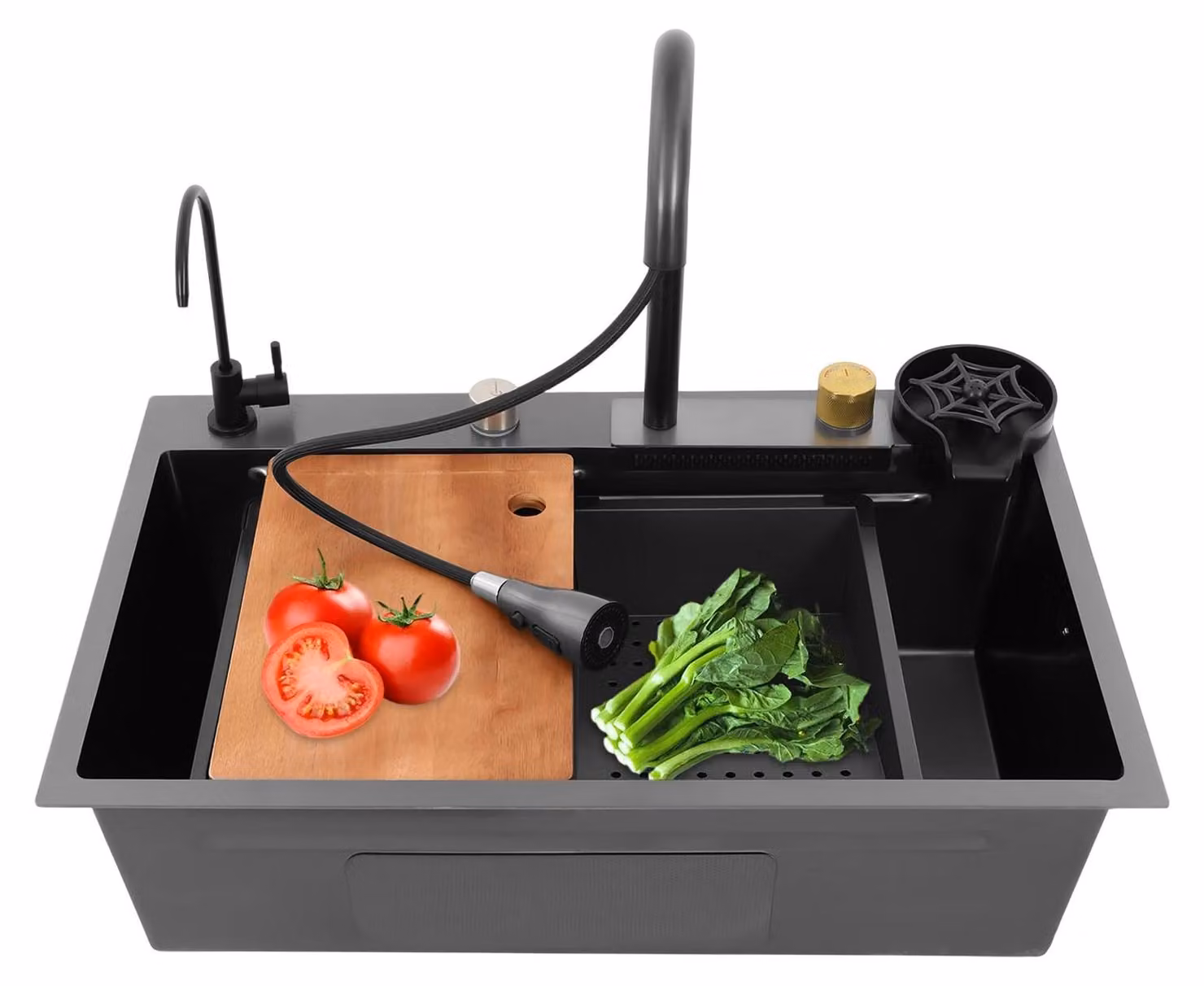 Solidchoice - Lavello da cucina in acciaio inossidabile con rubinetto estraibile