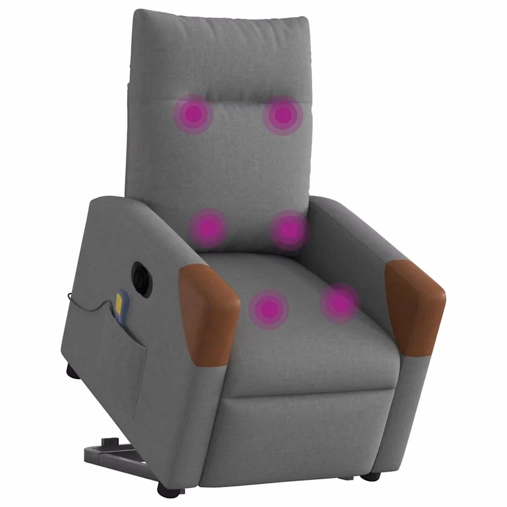 Poltrona Alzapersona Elettrica con Massaggio vidaXL in Tessuto Grigio e Marrone per Senior – 2