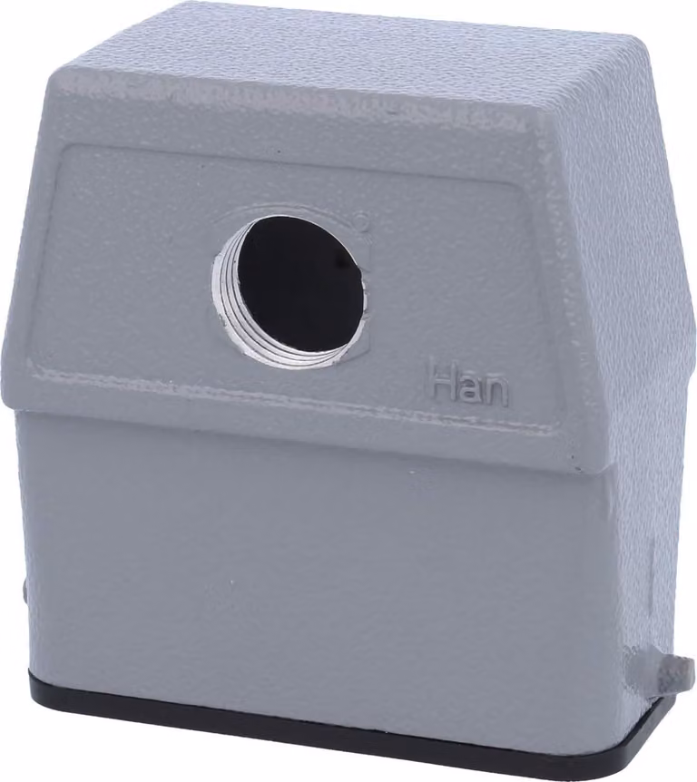 HARTING Han 10A Contenitore con bocchettone alto, 1xM16 uscita cavo frontale, per 1 staffa (nella parte inferiore) Vite di fissaggio M16 Area di serraggio