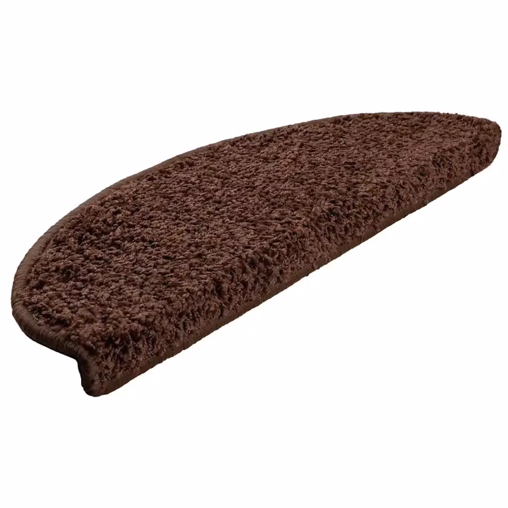 Set di 30 tappetini per scale semicircolari vidaXL, Marrone, L: 65 cm, P: 40 cm, H: 21 cm, antiscivolo e autoadesivi in polipropilene – 2