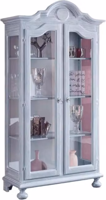 Vetrina a 2 porte in legno stile shabby chic azzurro Mobili 2G L: 103 cm, P: 45 cm, H: 197 cm – 3