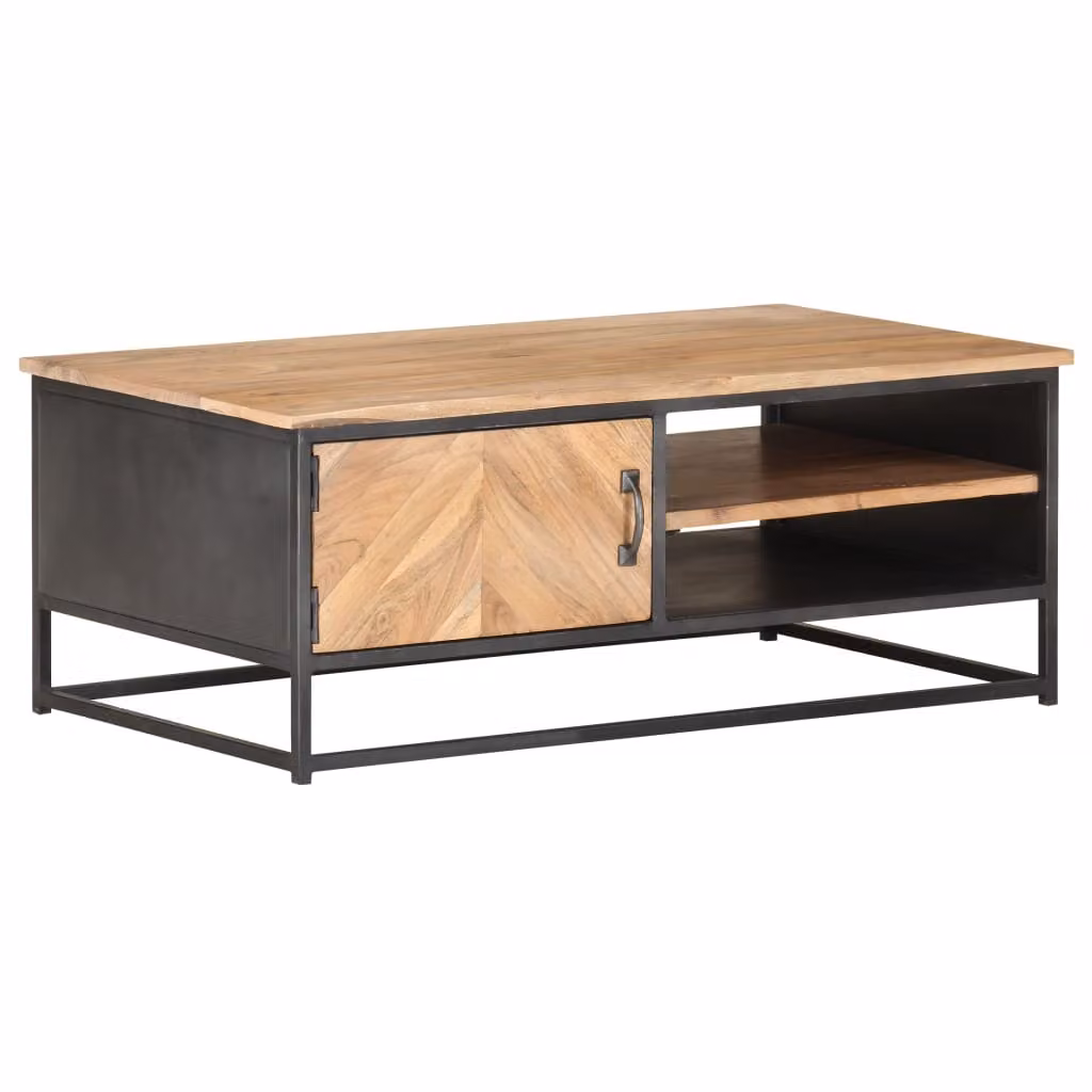 Tavolino 90x50x35 cm in legno massiccio di acacia