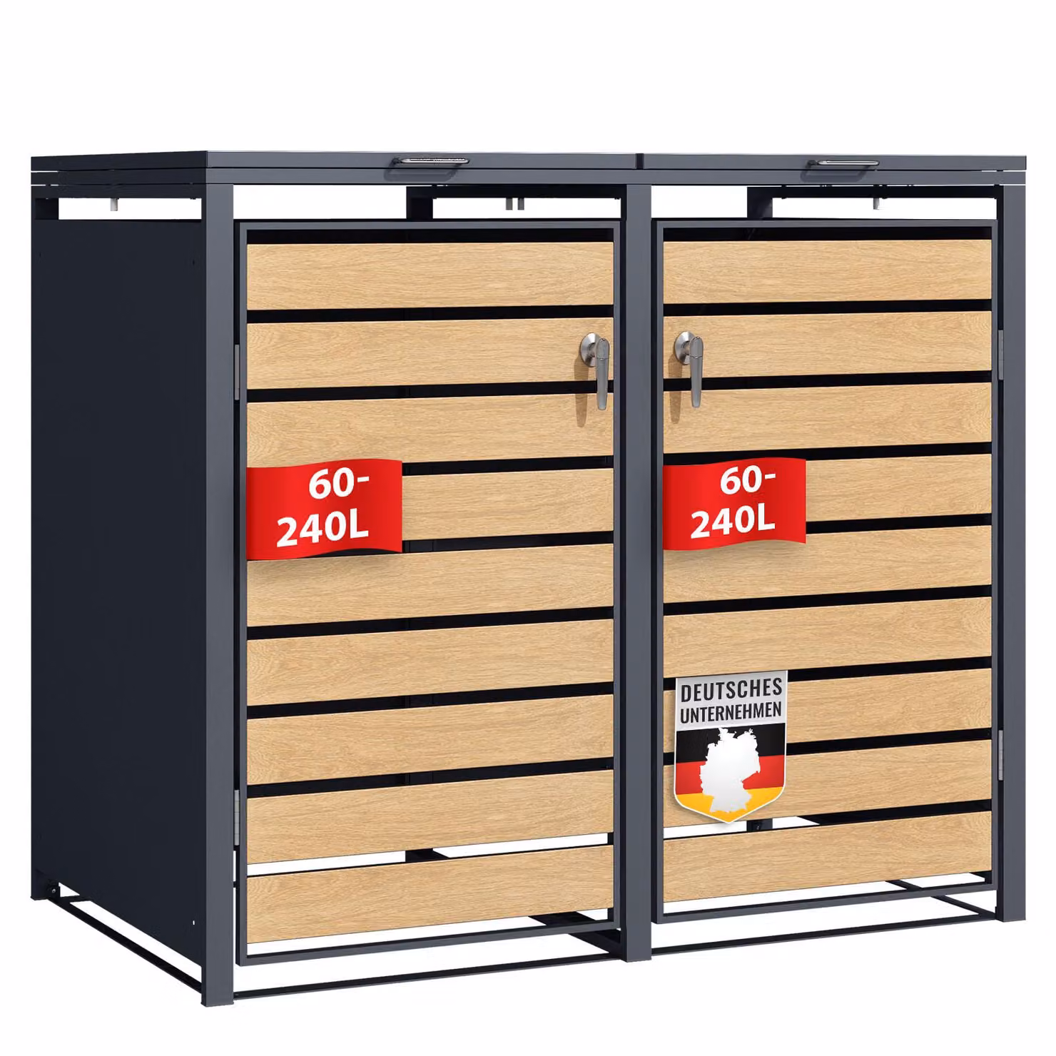 Cassonetto per rifiuti Johan Copri cestino color antracite con decoro in legno per 2 cestini