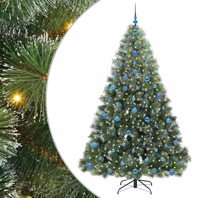 Albero di Natale Artificiale-Albero Natalizio con 300 LED Verde 210 cm PE e PVC 987168