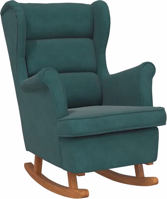 Sedia a dondolo con schienale alto in velluto verde scuro CFW3328523
