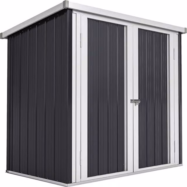 Outsunny Casetta da Giardino con Doppia Porta in Lamiera di Acciaio, Nero e Bianco, L 147 x P 86 x H 134 cm